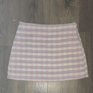Zara Pink and Cream Plaid Mini Skirt